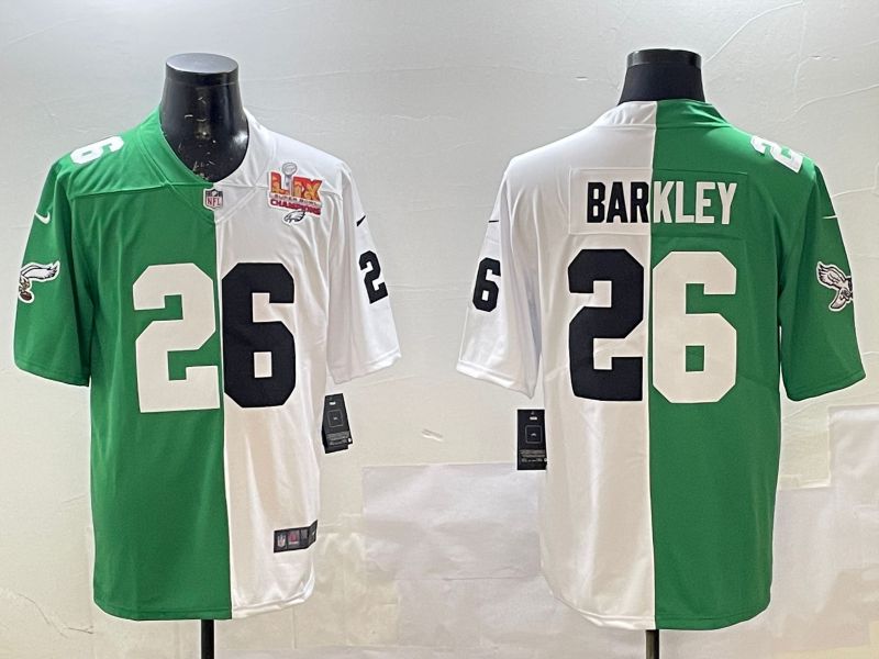 Men 2025 Philadelphia Eagles #26 Barkley White Green Nike Limited NFL Jersey style 4